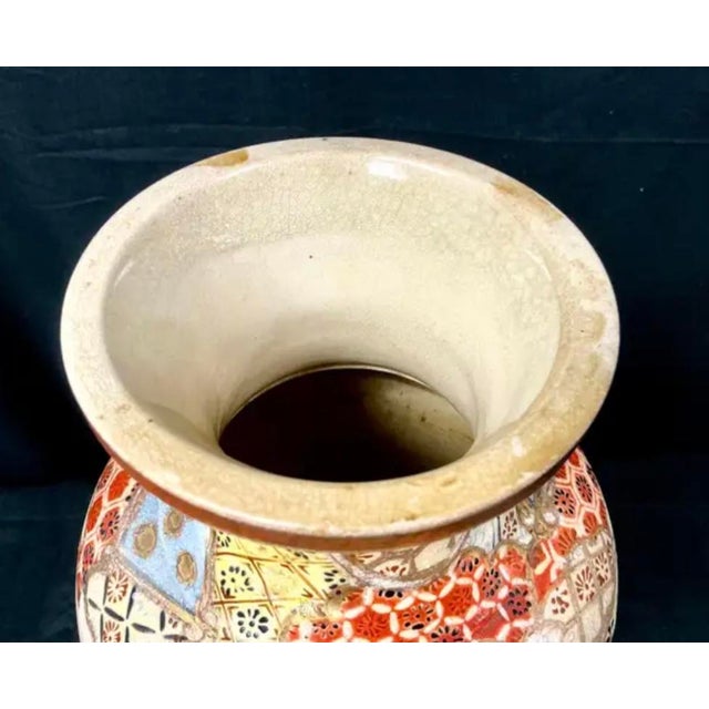 Japanese Satsuma Vase With Figural Court Scene and Gilded Enamels For Sale - Image 4 of 8