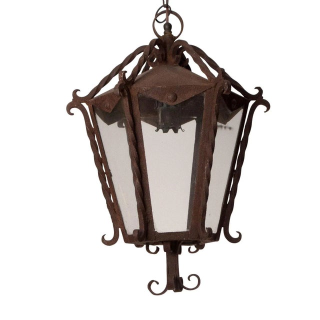 Circa 1850 Italian Wrought Iron Lantern For Sale - Image 4 of 4