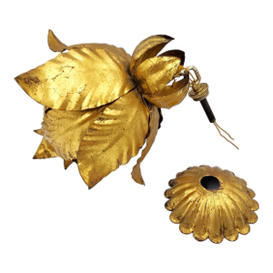 Halcolite Art Deco Nouveau Brass Lotus Flower Pendant Light 1910/20s