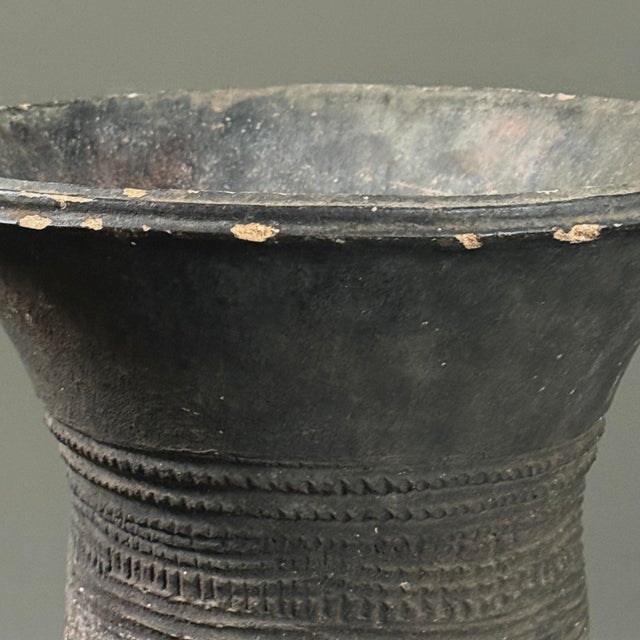 Antique Monumental African Nupe Folk Art Terracotta Pot Holder For Sale - Image 11 of 11