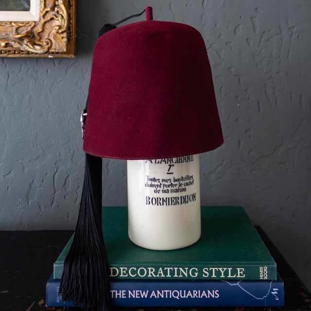 Masonic Shriner Hillah Fez of Burgundy Wool Sequins and Tassel For Sale - Image 9 of 18