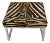 Cow Hide in Zebra Pattern Upholstered Bench Stool With Chrome Legs For Sale