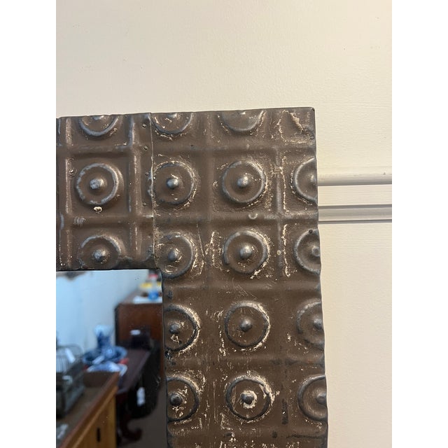 Ogt Recycled Antique Ceiling Tin Mirror For Sale - Image 6 of 7
