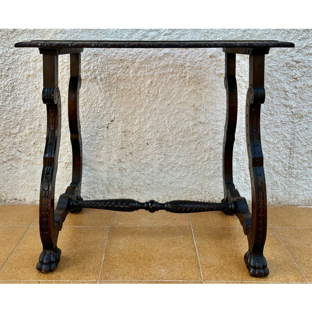 Spanish Baroque Style Oak Side Table, Early 20th Century For Sale - Image 6 of 17