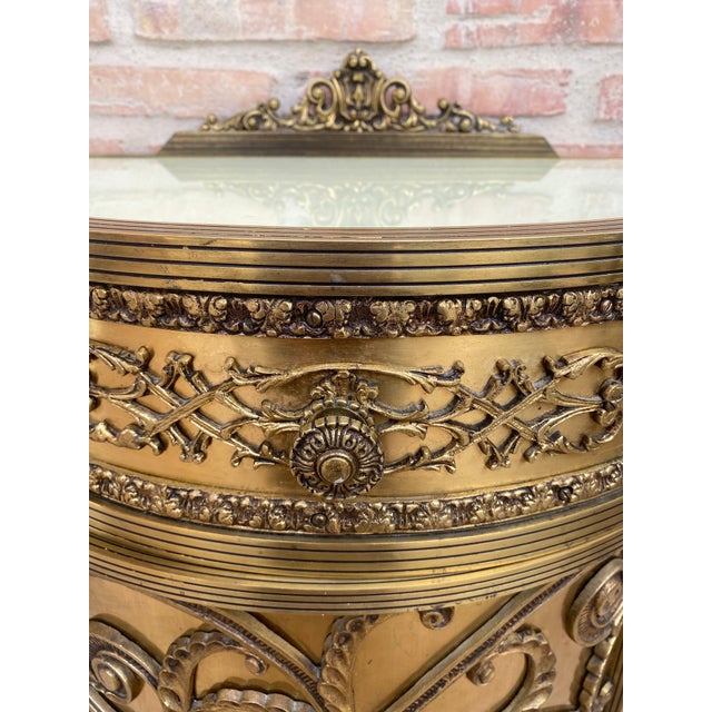 1940s Pair of Louis XVI Style Bronze Demilune Cabinets, 20th Century For Sale - Image 5 of 18