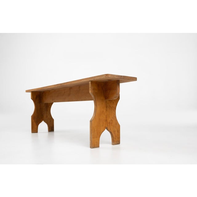 Mid-Century Modern Art Deco Bench in Wood, France, 1940s For Sale - Image 3 of 12
