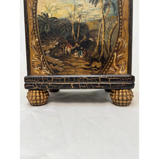 Wood Spanish Colonial John Richard Hand Painted Rectangle Wooden Vase For Sale - Image 7 of 12