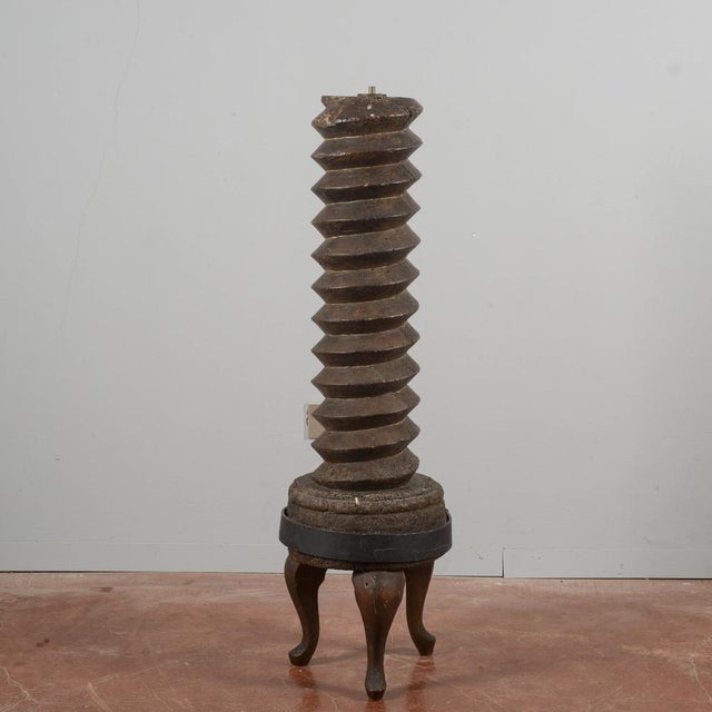 Wooden Grape Wine Press Screw with Support, Italy, 19th Century For Sale - Image 16 of 18