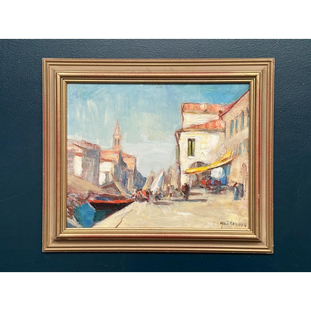Original swedish oil on panel – “venice ii” by knut norman – signed – vintage & framed – 51 × 43 cm (20.1" × 16.9") incl....