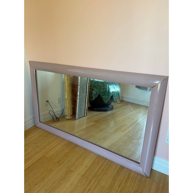 1980 Full Length Mauve Pink Lacquered Mirror. You can place it vertically or horizontally for full body.
