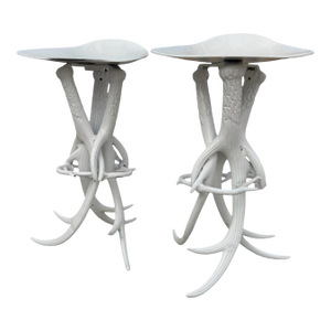 1980s Pair of Faux Antler Metal Stools