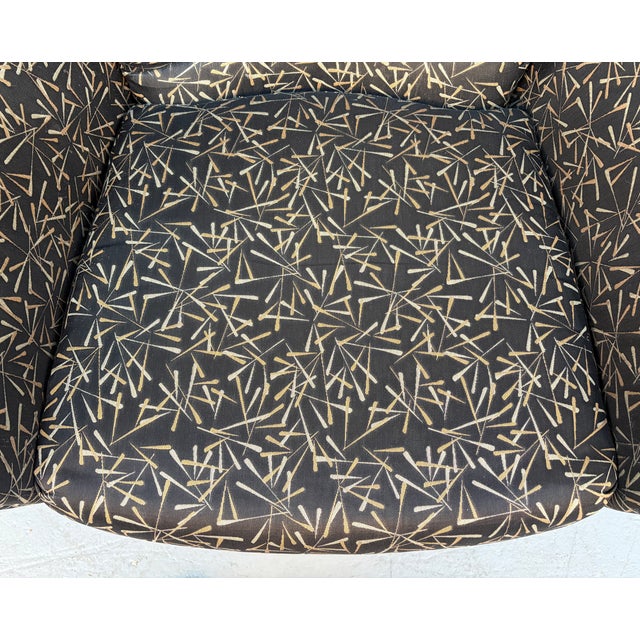 Pair of Mid 20th Century Swivel Club Chairs W/ Abstract Upholstery For Sale - Image 9 of 10