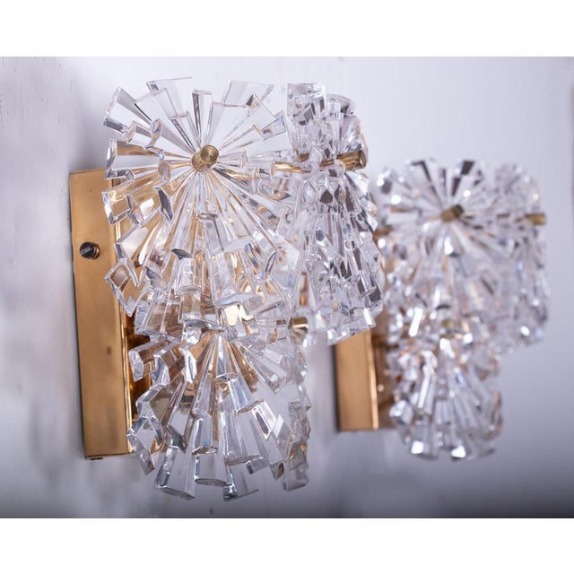 Gold Crystal and Gilt Brass Starburst Wall Sconces from Kinkeldey, Germany, 1960s, Set of 2 For Sale - Image 8 of 11