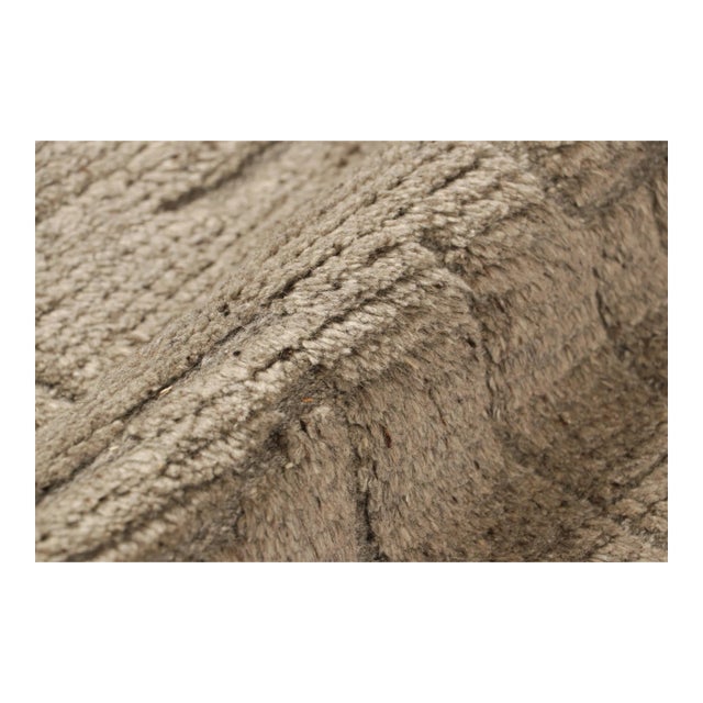 Rug & Kilim’s Textural Rug in Beige-Brown With High-Low Geometric Pattern For Sale