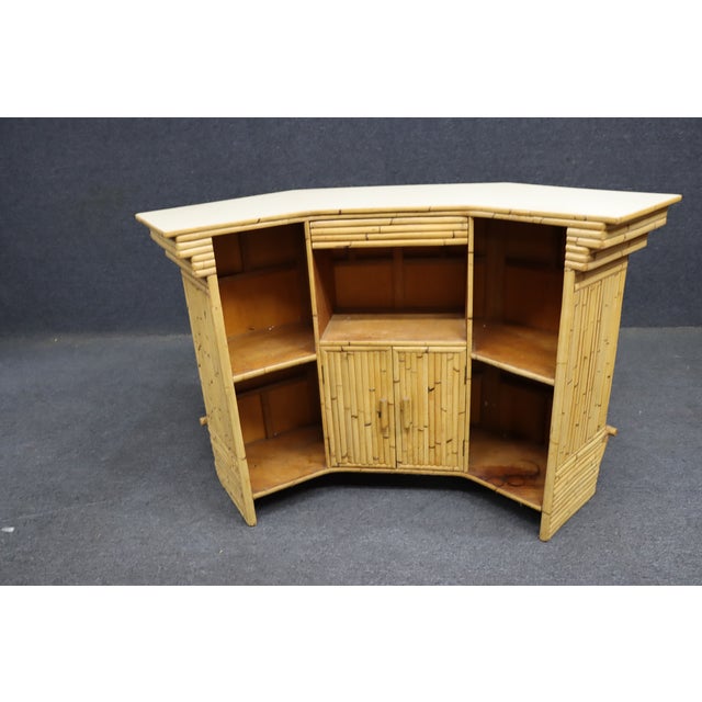 Mid-Century Modern Split Bamboo & Rattan Tiki Dry Bar For Sale - Image 14 of 18