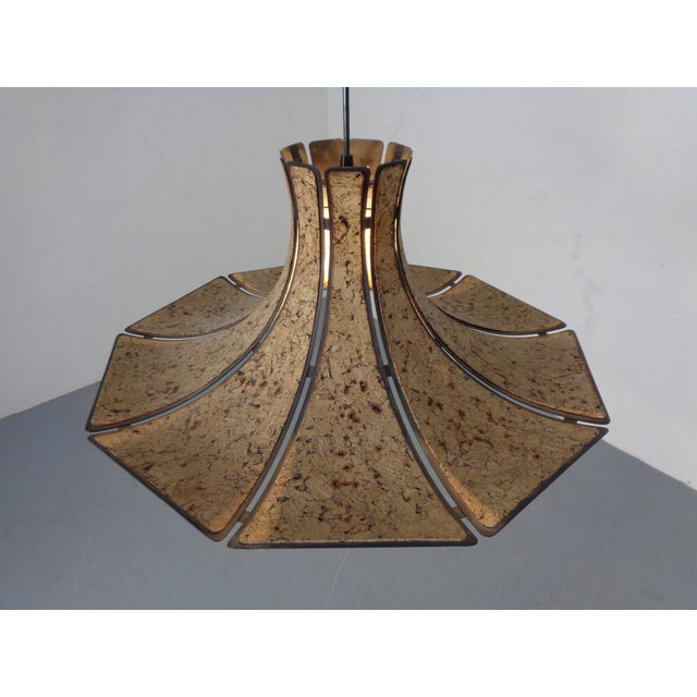 Cork & Metal Semi Pendant Lamp in the style of Ingo Maurer, Germany, 1970s For Sale - Image 3 of 18