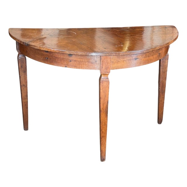 19th Century Walnut Demilune Table For Sale
