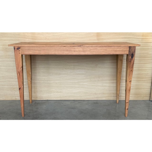 Late 20th Century Geometric Marquetry Console Sofa Table with Tapered Legs For Sale - Image 16 of 18