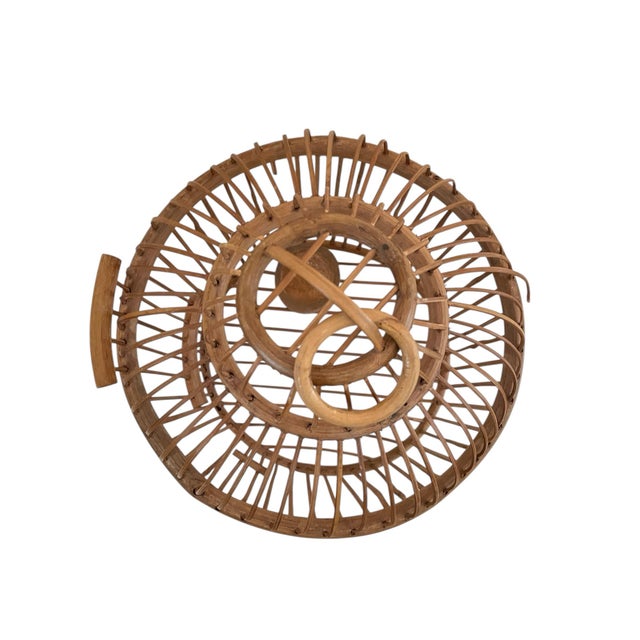 Asian Vintage Asian Round Bird Cage Bamboo & Carved Wood Hanging or Tabletop For Sale - Image 3 of 7
