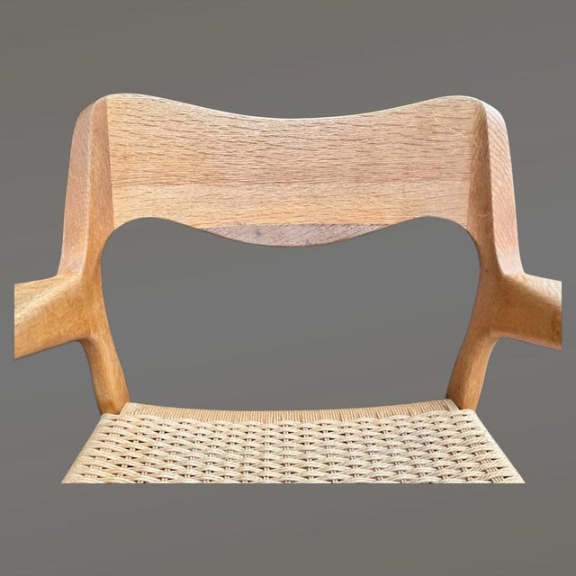 No. 55 Armchair in Oak and Paper Cord by Niels Otto Møller for J.L. Møllers, 1950s For Sale - Image 6 of 16