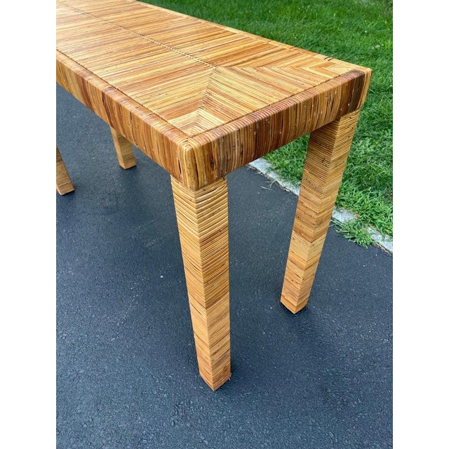 Billy Baldwin Style Wrapped Wicker Console Table With Minimalist Design For Sale - Image 9 of 18