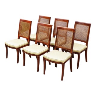 1980s Century Furniture Co. Capuan Empire Neoclassical Biedermeier Cane Back Dining Side Chairs - Set of 6 For Sale