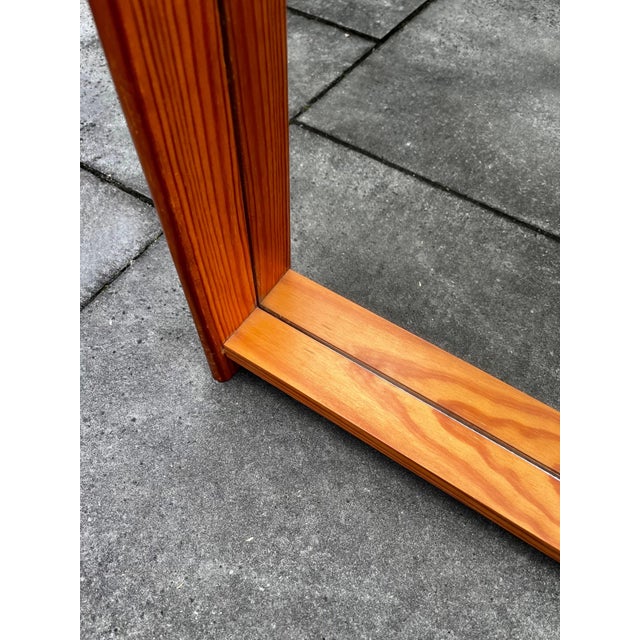 Wall Mirror with Deep Pine Frame, 1960's in the style of Roland Wilhelmsson in the style of Charlotte Perriand "deep pine...