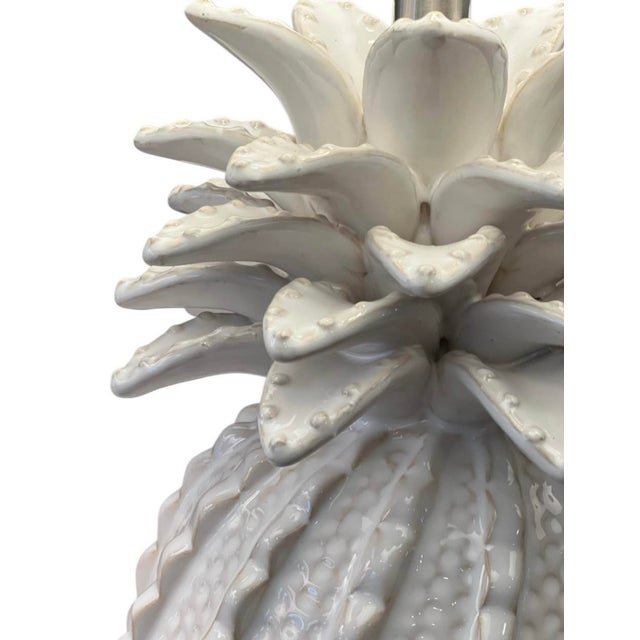Textile Tall Palm Beach Style Pineapple Lamps Scalloped Shades - a Pair For Sale - Image 7 of 11