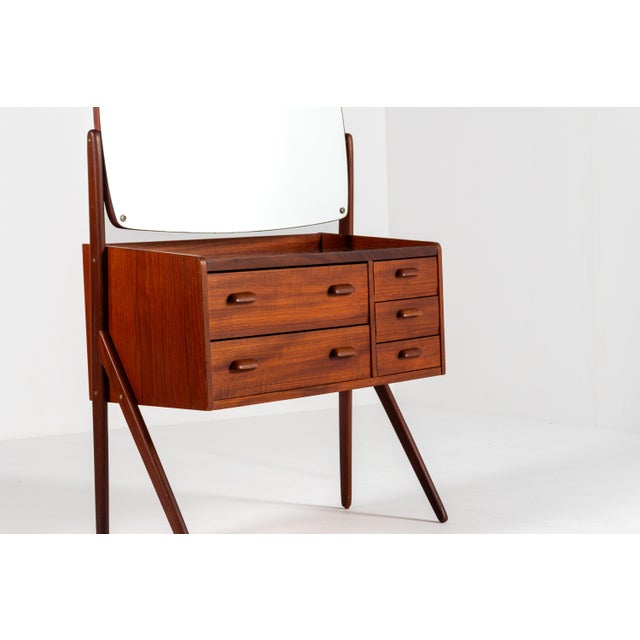 Mid-Century Danish Teak Vanity Table with Black Glass Top, 1960s For Sale - Image 6 of 14