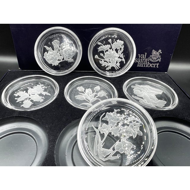 Vintage Crystal Coasters from Val Saint Lambert, 1970s, Set of 6 For Sale - Image 9 of 11