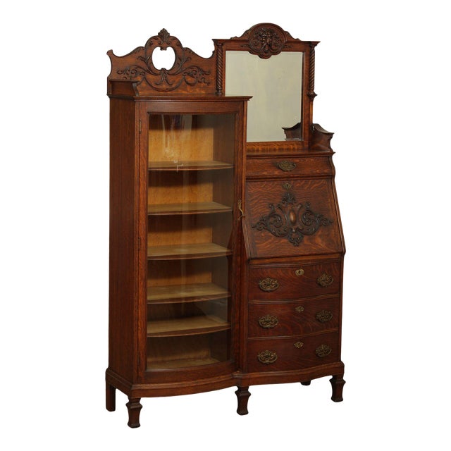 Antique Victorian Oak Side by Side Secretary Desk Bookcase Chairish