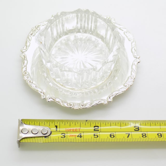 Vintage Italian Handmade Genuine Silver & Glass Salt / Pepper Cellar Table Decor For Sale - Image 10 of 10