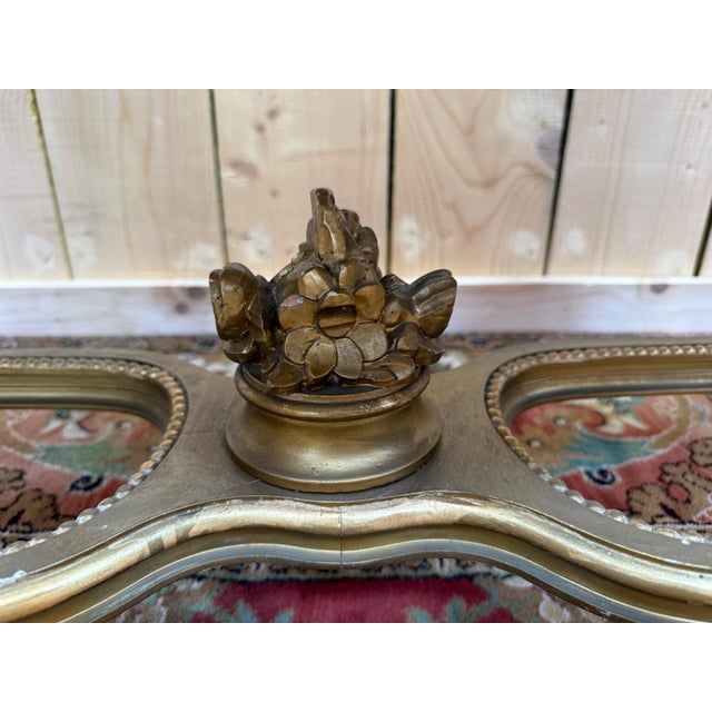 Louis XVI Style Coffee Table Gilded Wood and Carrara Marble, 1890s For Sale - Image 6 of 7