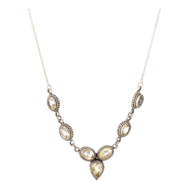Morrocan Silver Citrine Necklace For Sale