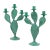 Vintage 1990s Pair of (2) Turquoise Prickly Pear Cactus Candelabras Metal Candle Stick Holders For Sale