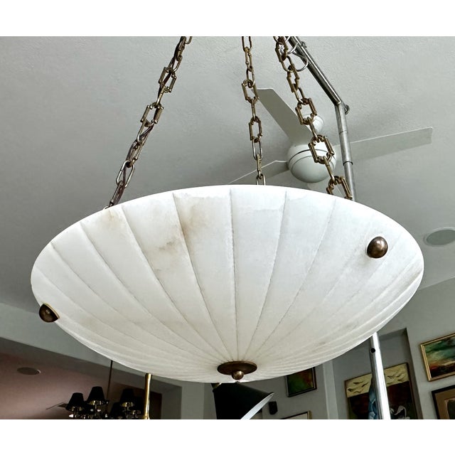 Vintage Directoire Style French Alabaster Pendant Chandelier For Sale - Image 17 of 17