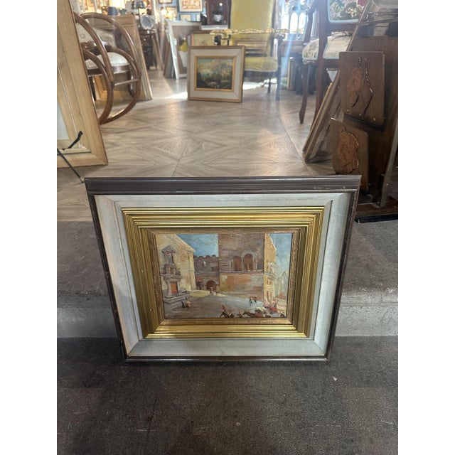 Glimpse of Palazzo Corvaja in Taormina, 1920s, Oil on Wooden Panel For Sale - Image 3 of 8