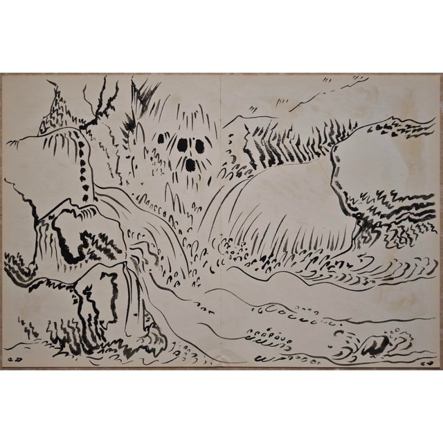 André Masson (1896-1987) Le Torrent (1) and (2) - front and back (The Torrent) Three Original Lithographs Year: 1952...
