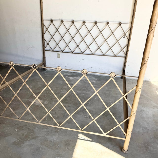 Vintage Hollywood Regency Iron Canopy Bed For Sale In West Palm - Image 6 of 11