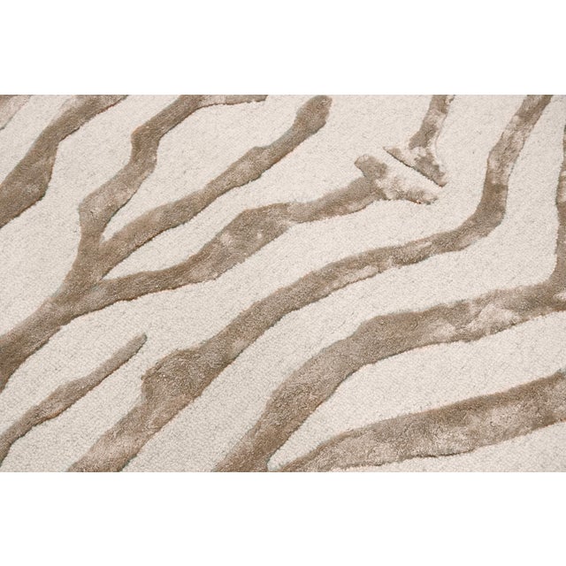 Transitional Edgy Hand-Tufted Ivory Area Rug- 6' 0'' X 6' 0'' For Sale - Image 3 of 5