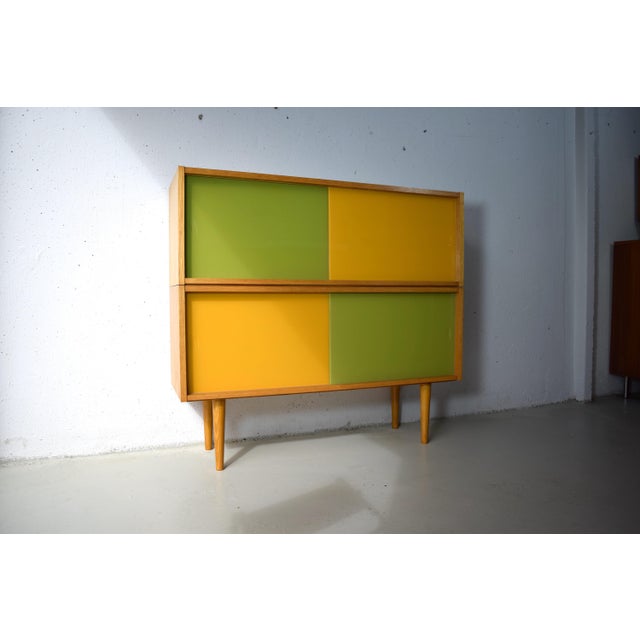 Vintage Sideboard with Glass Sliding Doors from Veb Deutsche Werkstätten Hellerau, 1970s For Sale - Image 4 of 9