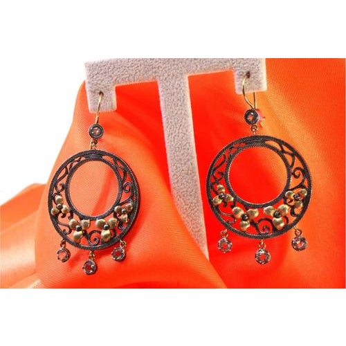 Gold and Silver Earrings with Three Pendants, Set of 2 For Sale - Image 9 of 11