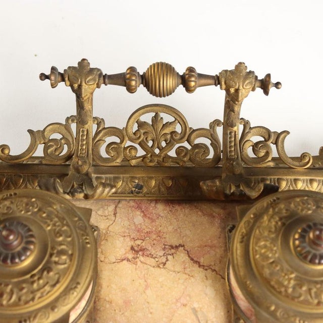 Bronze and Marble Desk Inkwell For Sale - Image 8 of 11
