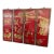 Stunning Vintage Four-Panel Chinese Red Lacquer Wall Art – Summer Lotus Harvest Theme For Sale