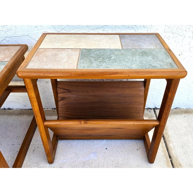 Brown Vintage Mobelfabrikken Toften Danish MCM Solid Teak & Tile Coffee & Side Table For Sale - Image 8 of 12