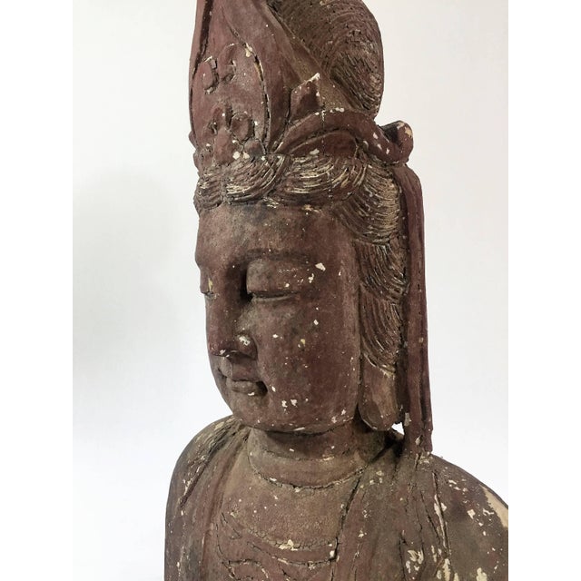 Chinese Artist, Large Bust of a Boddhisattva, 19th Century, Carved Wood For Sale - Image 4 of 9