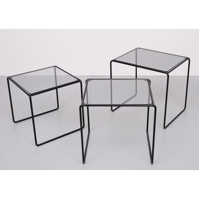 Bauhaus Nesting Tables with Black Metal Frame, 1970, Set of 3 For Sale - Image 3 of 8