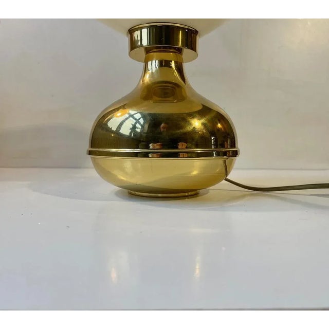 Gold Scandinavian Modern Brass Table Lamp with Ufo Shade For Sale - Image 8 of 9