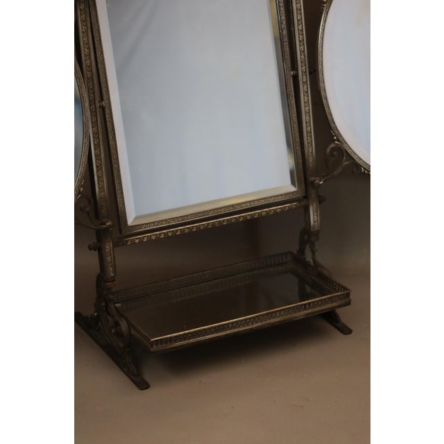 Metal Vintage Silver Plated Table Mirror, 1890s For Sale - Image 7 of 13