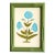 Original Hand-Painted Blue and Green Floral Motif Painting in a Hand-Painted Frame For Sale